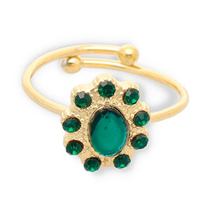 Ringen van Stainless steel Roestvrij staal (RVS) Gold-dark green