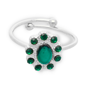 Ringen van Stainless steel Roestvrij staal (RVS) Silver-dark green