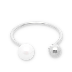 Ringen van Stainless steel Roestvrij staal (RVS) parels Silver-white