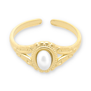 Ringen van Stainless steel Roestvrij staal (RVS) parel Gold-white