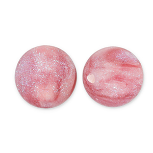 8 mm kralen van acryl met glitter Pink-turquoise