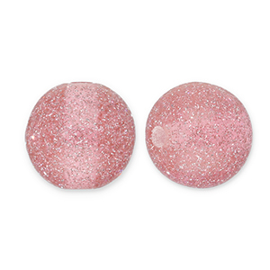 8 mm kralen van acryl met glitter Mauve pink-silver