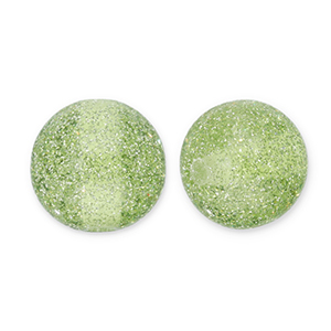 12 mm kralen van acryl met glitter Olive green-silver