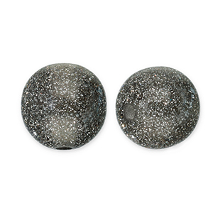 12 mm kralen van acryl met glitter Black-silver