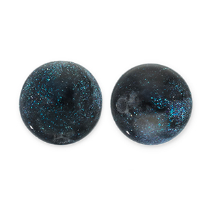 12 mm kralen van acryl met glitter Black-turquoise