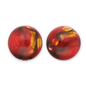 Kralen van resin met glitter 12mm Red-gold