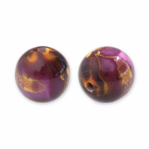 Kralen van resin met glitter 14mm Purple-gold