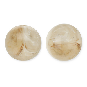 12 mm kralen van acryl round Beige brown-white