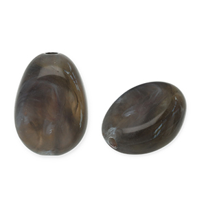 Kralen van acryl egg-shaped Dark grey-white