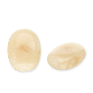 Kralen van acryl oval Beige brown-white