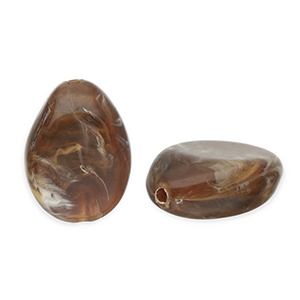 Kralen van acryl drop Dark brown-white