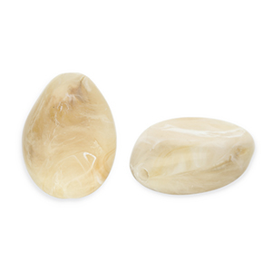 Kralen van acryl drop Beige brown-white