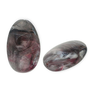 Kralen van acryl oblong oval Dark grey-white