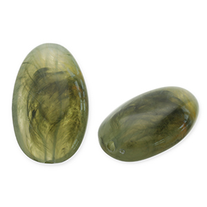 Kralen van acryl oblong oval Olive green