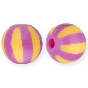12 mm kralen van acryl met strepen Purple-light orange
