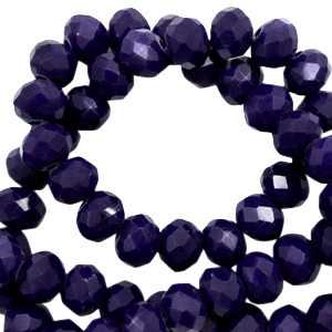 Facet kralen top quality disc 4x3 mm Princess blue-pearl shine coating
