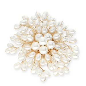 Statement broches with peals Gold-white