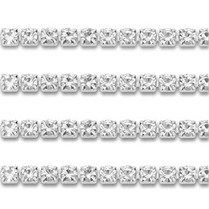 Strass chain van Stainless steel Roestvrij staal (RVS) 4mm Silver-crystal