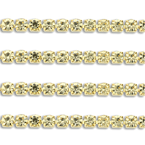 Strass chain van Stainless steel Roestvrij staal (RVS) 3mm Gold-champagne