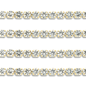 Strass chain van Stainless steel Roestvrij staal (RVS) 2mm Gold-crystal