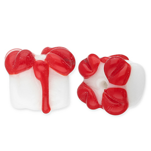 Glas kralen gift White-red