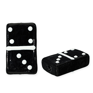 Glas kralen domino steen Black-white