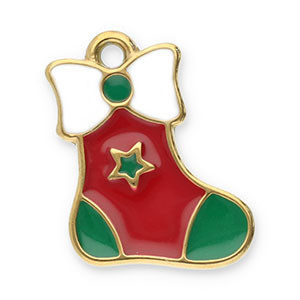 Bedels van Stainless steel Roestvrij staal (RVS) christmas stocking Gold-red-green-white