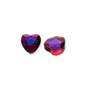 Facet fashion kralen heart Burgundy red-AB coating