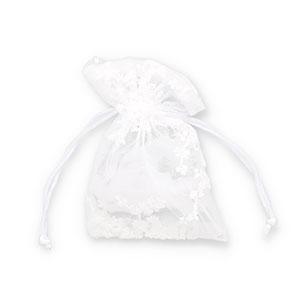 Organza sieradenzakje flower White