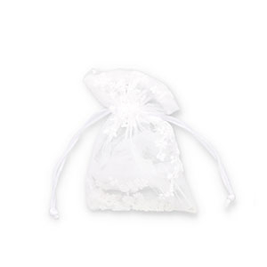 Organza sieradenzakje flower White
