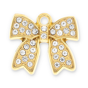 Bedels van Stainless steel Roestvrij staal (RVS) bow with strass Gold-transparent