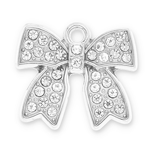 Bedels van Stainless steel Roestvrij staal (RVS) bow with strass Silver-transparent