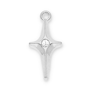 Bedels van Stainless steel Roestvrij staal (RVS) star with strass Silver-transparent