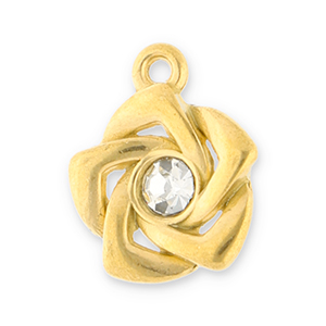 Bedels van Stainless steel Roestvrij staal (RVS) rose with strass Gold-transparent