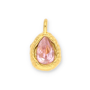 Bedels van Stainless steel Roestvrij staal (RVS) drop with facet Gold-light pink