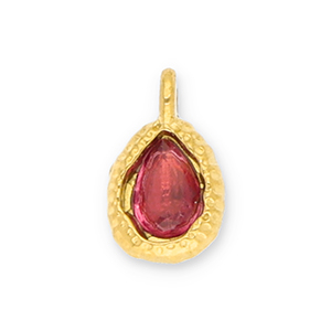 Bedels van Stainless steel Roestvrij staal (RVS) drop with facet Gold-dark pink