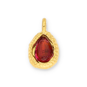 Bedels van Stainless steel Roestvrij staal (RVS) drop with facet Gold-red
