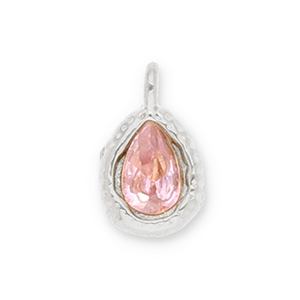 Bedels van Stainless steel Roestvrij staal (RVS) drop with facet Silver-light pink
