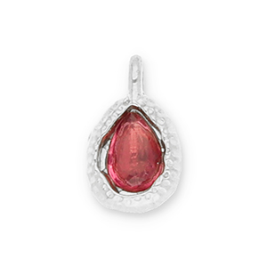 Bedels van Stainless steel Roestvrij staal (RVS) drop with facet Silver-dark pink