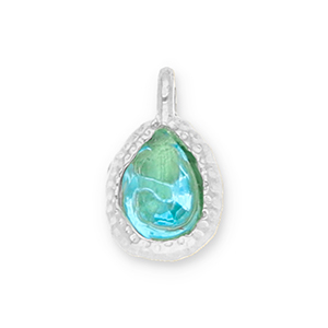 Bedels van Stainless steel Roestvrij staal (RVS) drop with facet Silver-blue