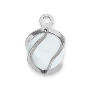 Bedels van Stainless steel Roestvrij staal (RVS) round Cat's eye Silver-milky white