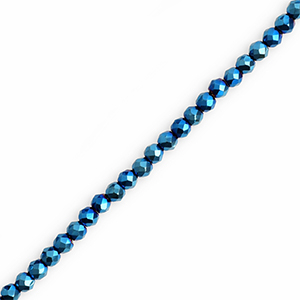 Facet kralen top quality round 3mm Metallic teal blue