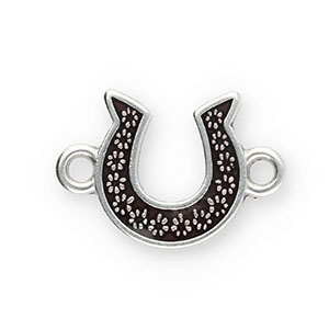 Metaal bedels DQ connector horseshoe Antiek zilver-dark brown (Nikkelvrij)