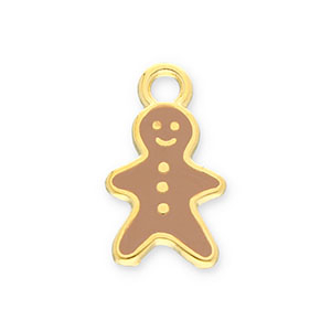 Metaal bedels DQ gingerbread man Goud-brown (Nikkelvrij)