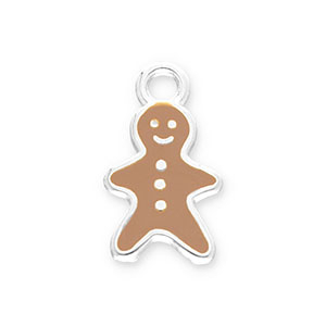 Metaal bedels DQ gingerbread man Antiek zilver-brown (Nikkelvrij)