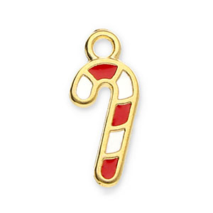 Metaal bedels DQ candy cane Goud-white-red (Nikkelvrij)