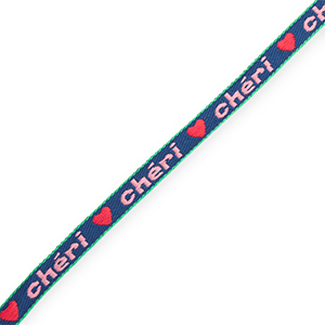 BY31&reg; Tekstlint "Ch&eacute;ri" Dark blue-light pink-red-green