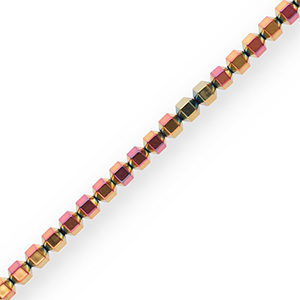 Kralen van hematite hexagon Pink-yellow-AB coating