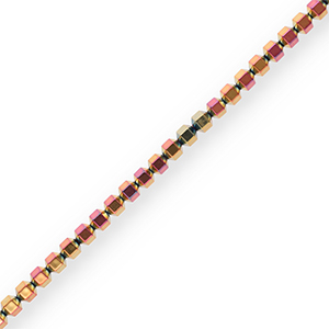 Kralen van hematite hexagon Pink-yellow-AB coating