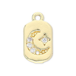 TQ metaal Brass bedels moon and star Gold-transparent
